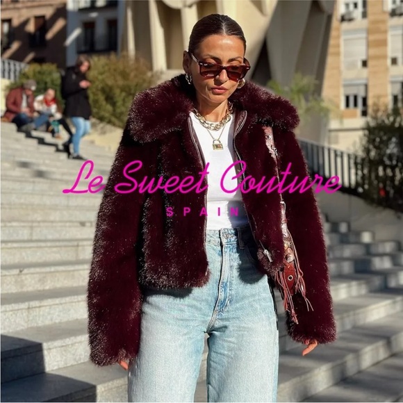 Zara FAUX FUR SHORT COAT - Picture 8 of 9